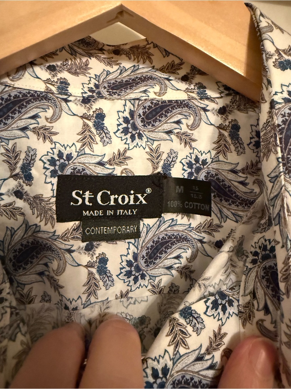 St. Croix contemporary button-down Navy Paisley Long-Sleeve Men's Shirt - Picture 2 of 5